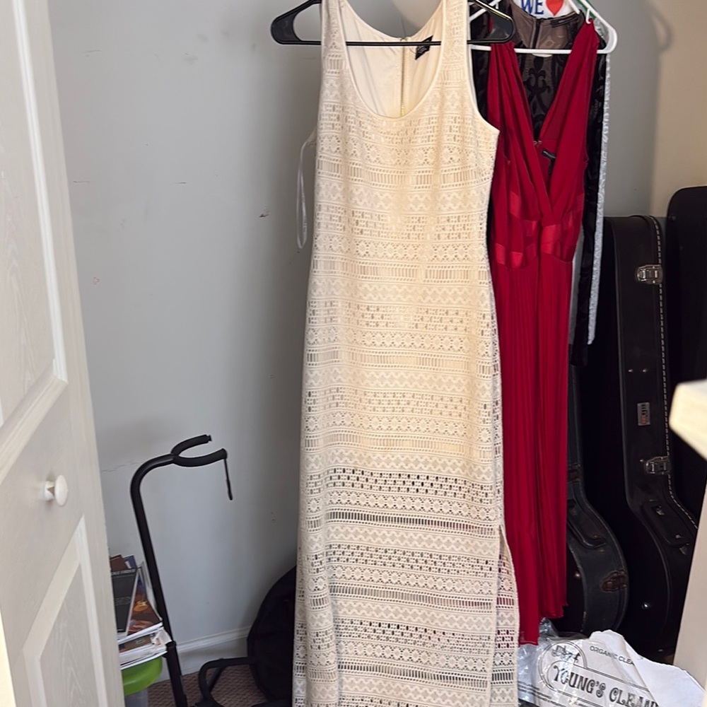 Elegant Cream Lace Maxi Dress